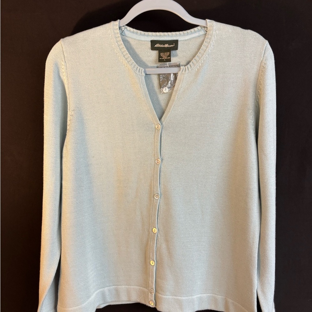 Eddie Bauer Women's Soft Blue Button-Up Cardigan